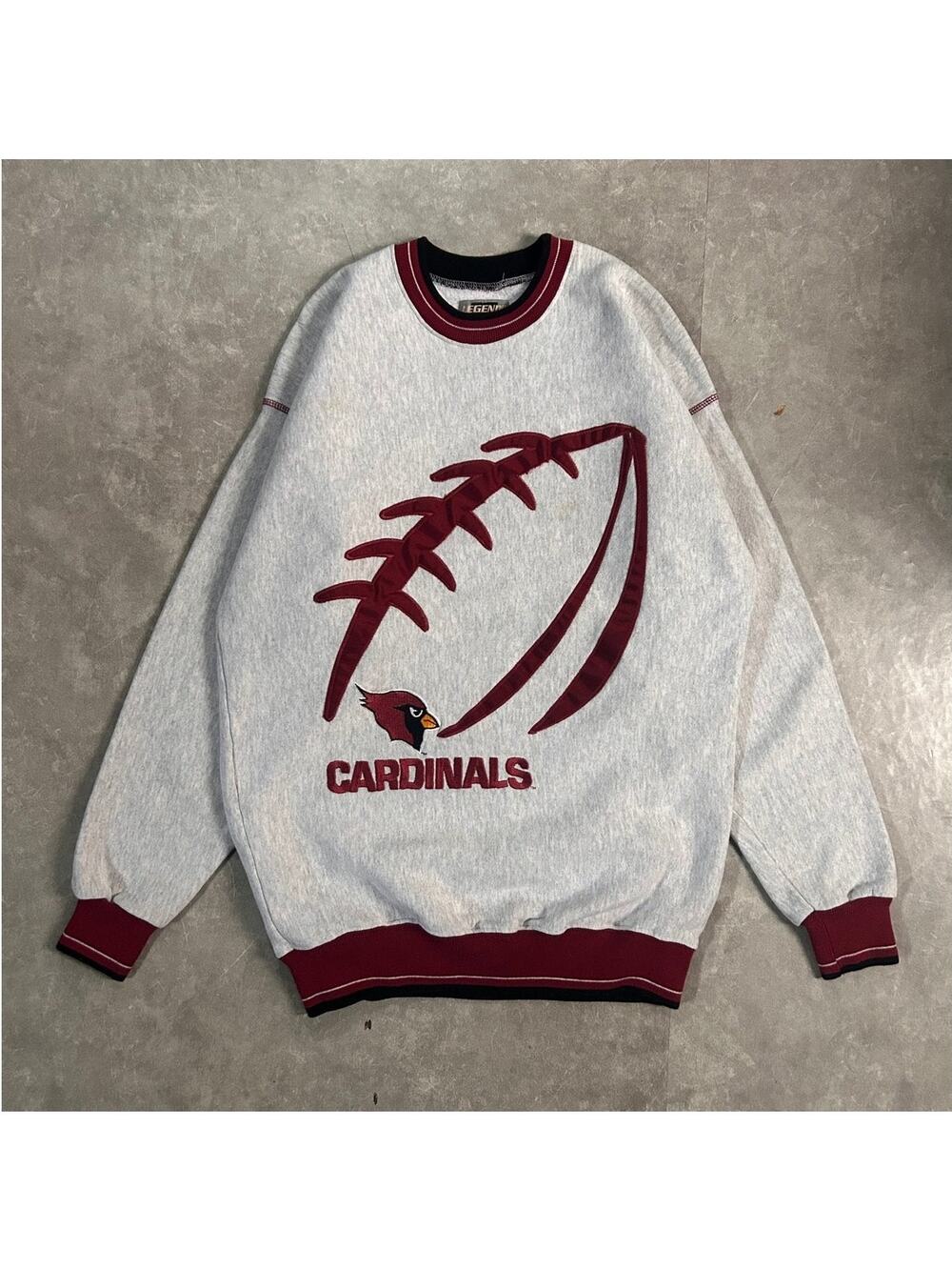 90's Vintage Arizona Cardinals Embroidered Legends Heather Grey Crewneck -L